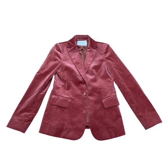 Frame Classic One Button Velvet Blazer Bold in Spice Pink Red Orange Women's 2 - Picture 1 of 6